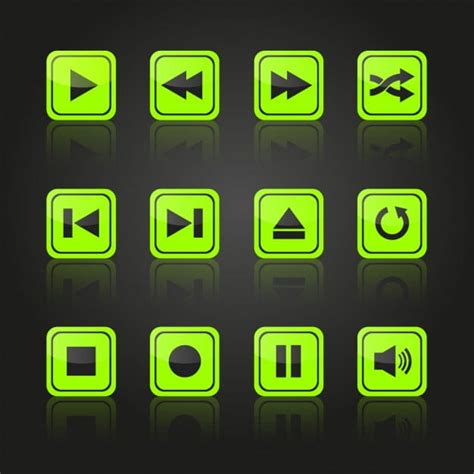 Multimedia Green Buttons Design Eps Vector Uidownload