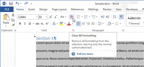How To Clear Formatting In A Word Document