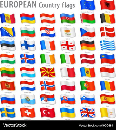 European Flags Set Royalty Free Vector Image Vectorstock