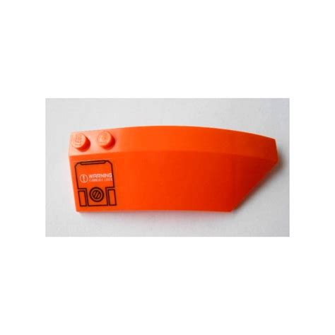 Lego Orange Wedge Curved 3 X 8 X 2 Right With Danger And Flammable