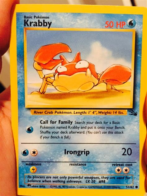 In other words, how likely the card is to come across from any given booster pack or special event, and if it has any special characteristics, such as card material or pokemon as for the more common cards that don't match any of these characteristics, the consensus advice online is to sell those in bulk. One of my Krabby Pokemon cards has a subtle misprint/error over the illustrator's name on the ...
