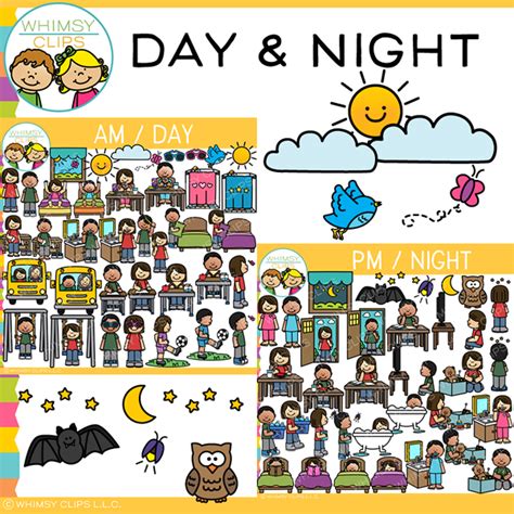 Day And Night Clip Art Images And Illustrations Whimsy