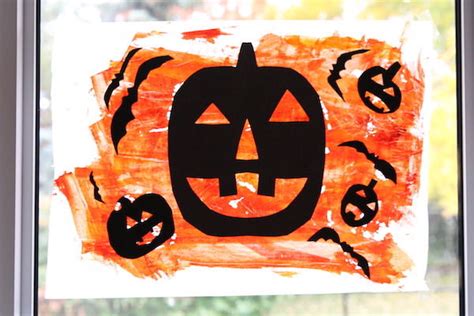 Halloween Silhouette Art With Painted Parchment Or Wax Paper Happy