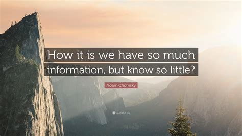 Noam Chomsky Quote “how It Is We Have So Much Information But Know So
