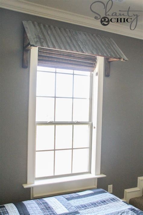 An awning is a device that functions like a patio cover but isn't as structural. DIY Corrugated Metal Window Awning Love this! by maura ...