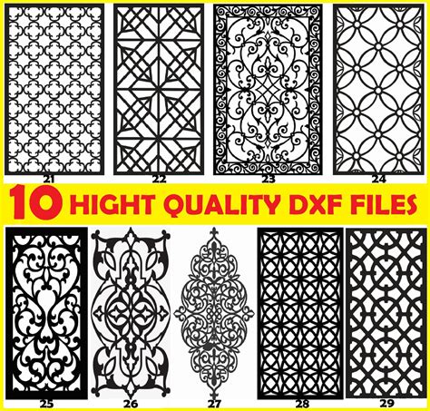 10 Files Dxf 21 30 For Cut Cnc Geometric Patterns Panel Etsy