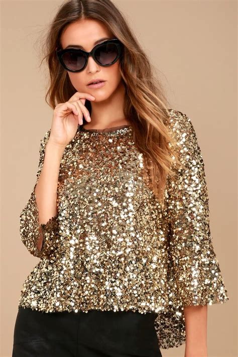 Mirage Gold Sequin Top Sequins Top Outfit Gold Sequin Top Glitter
