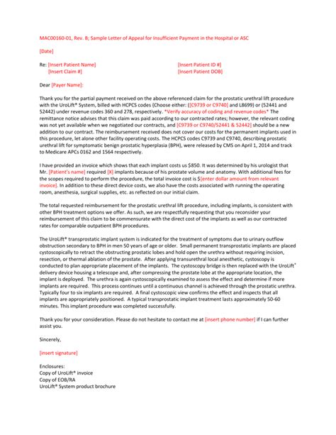 Medical Necessity Appeal Letter Template