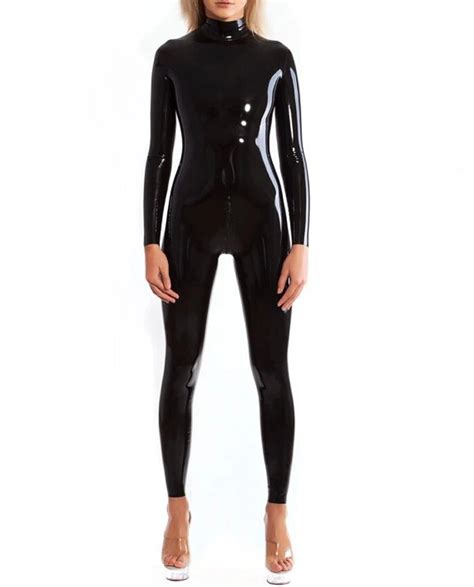 latex rubber gummi neck entry rubber bodysuit catsuit rubber zentai suit with crotch zip teddies