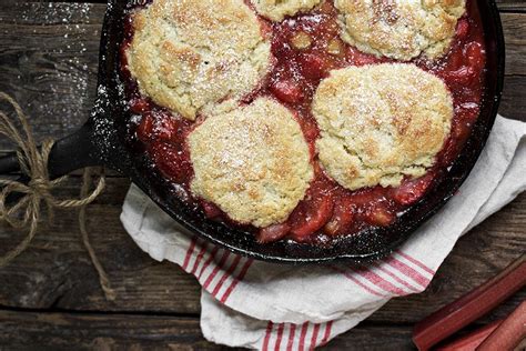 Skillet Strawberry Rhubarb Cobbler Seasons And Suppers