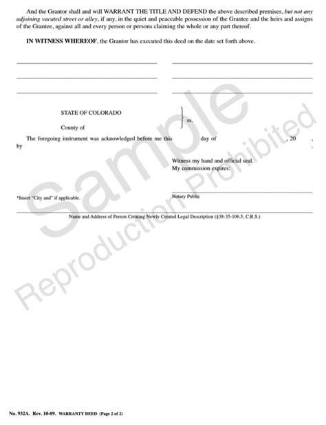 Download Colorado Warranty Deed Form For Free Page 2 Formtemplate