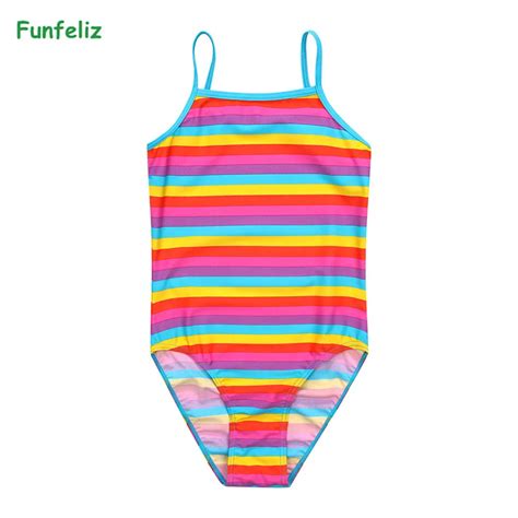 Buy Funfeliz Upf 30 Girls Swimsuit Cute Striped One