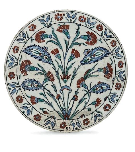 An Iznik Pottery Dish Ottoman Turkey Circa 1580 Rock Border Ottoman