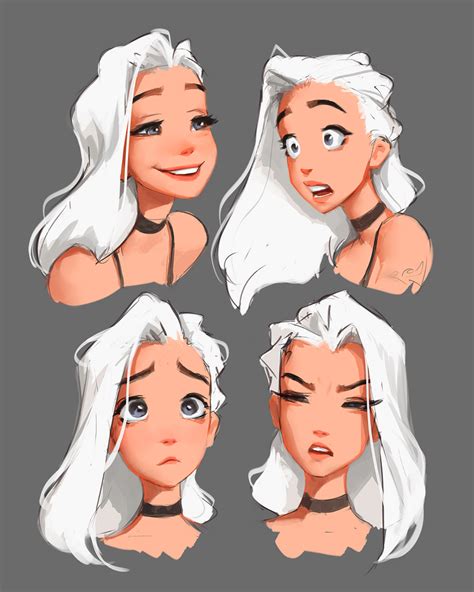 An Animation Characters Face With Different Facial Expressions And