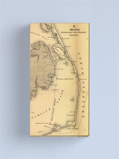 Vintage Map Of The Outer Banks 1862 Canvas Print For Sale By