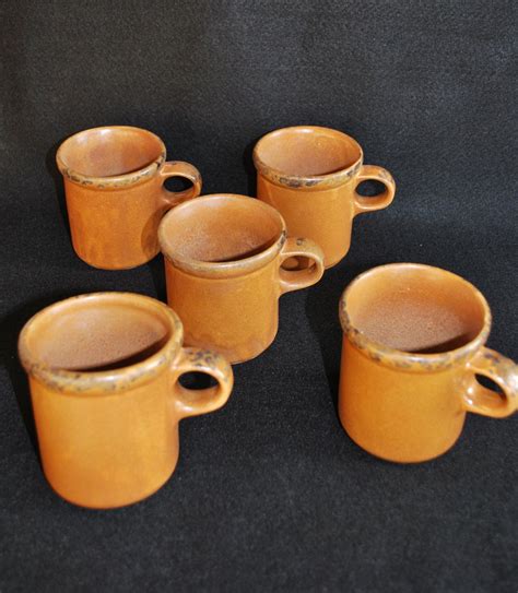 Mccoy Mesa Canyon Vintage Stoneware Usa Made 5 Cups 6 Saucers Etsy