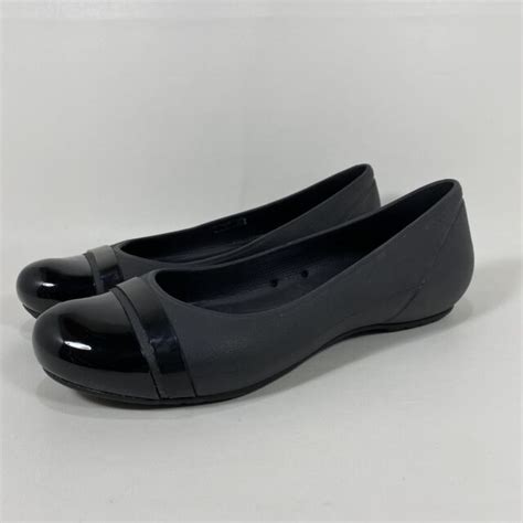 Crocs Gianna Alice Cap Toe Ballet Flats Size 9 Black Slip On Comfort