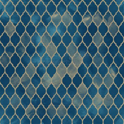 Blue Moroccan Seamless Pattern Abstract Geometric Pattern In Arabic