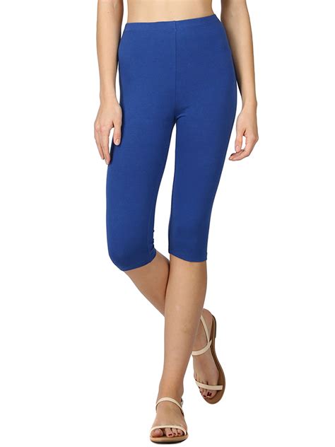 thelovely women and plus s 3x essential basic cotton spandex stretch below knee length capri