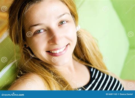 Indoor Portrait Of Happy Young Woman Stock Image Image Of Home