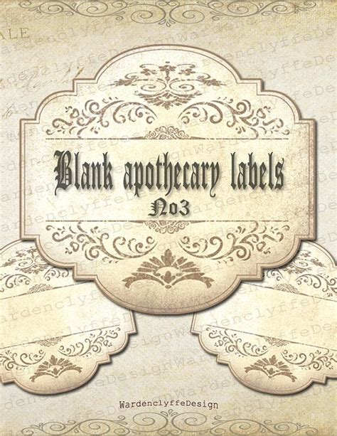 Printable Blank Apothecary Labels No335 X 32 By Wardenclyffedesign