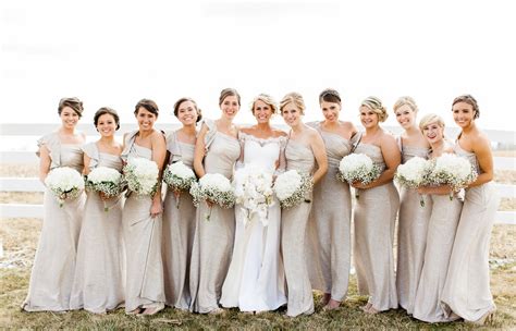 One Shoulder Champagne Colored Bridesmaid Dresses
