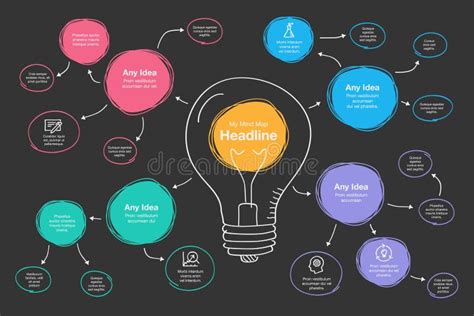 Hand Drawn Infographic For Mind Map Visualization Template With Light
