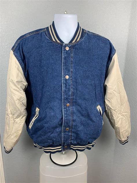 Vintage Vintage Basic Editions Denim Varsity Jacket Grailed