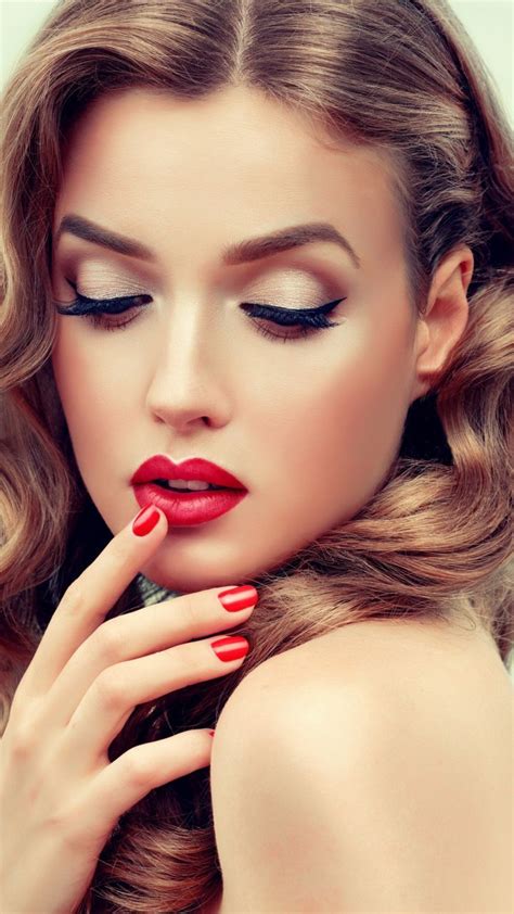 Makeup Red Lips Pretty Woman X Wallpaper Beauty Face Women