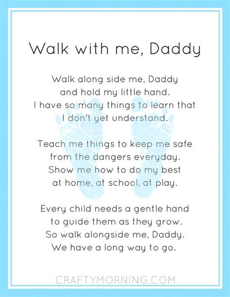 Walk With Me Daddy Printable Footprint Poem For Fathers Day