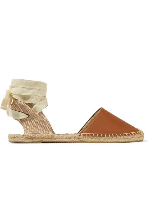 Soludos Classic Leather Ankle Wrap Espadrilles In Tan Modesens Lace