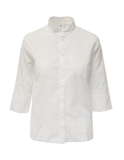 European Culture White Shirt With Mandarin Collar
