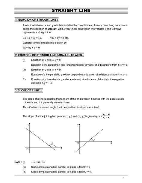 Straight Lines Class 11 Notes And Solved Numericals For Iit Jee