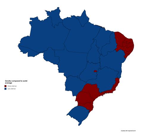Brazilian States Population Density Compared To The World Average Oc