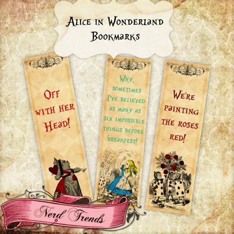 alice in wonderland bookmarks set of 8 bookmarks alice
