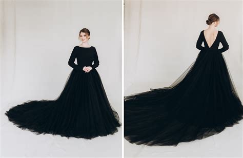 Black Wedding Dress Tulle Dress Ball Gown Gothic Alternative Colored