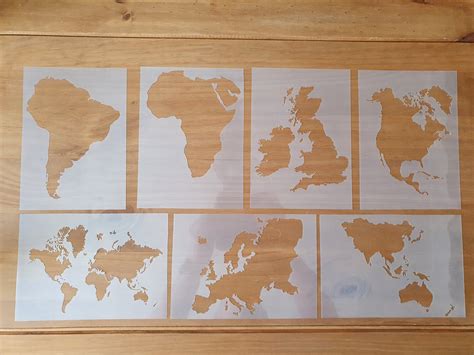 World Map And Other Continent Country Stencils Re Usable Etsy