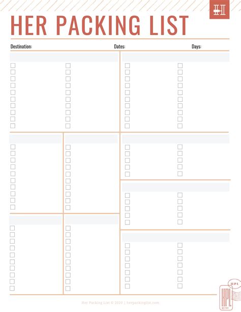 Blank Packing List Template