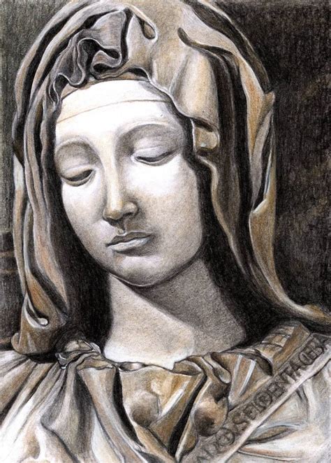 Study After Michelangelos Pieta Head Of Virgin Mary Drawing By Nives