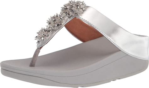 Fitflop Womens Galaxy Toe Thong Wedge Sandal Silver 5