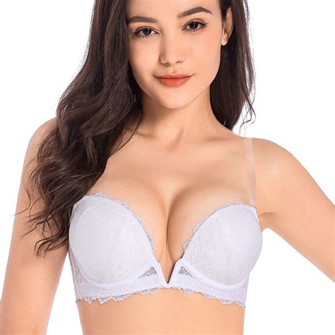 New Wedding Bras For Women Pure White Push Up Plunge Sexy Bra Invisible Adjusted Convertible