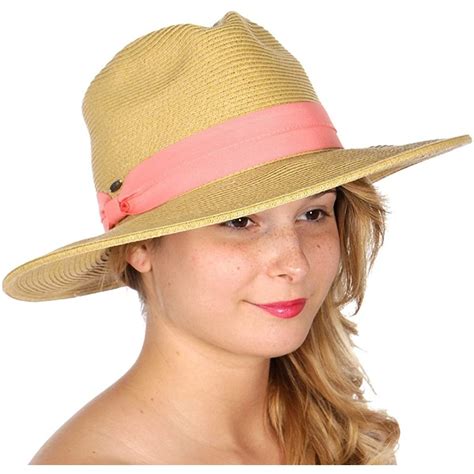 Beach Sun Hats For Women Large Sized Paper Straw Wide Brim Summer Panama Fedora Sun Protection