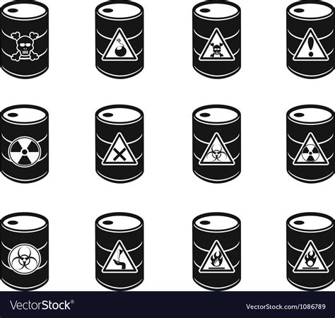Toxic Hazardous Waste Barrels Icon Royalty Free Vector Image