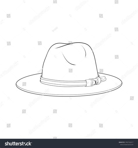 Fedora Hat Outline Drawing Vector Fedora Stock Vector Royalty Free