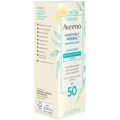 Aveeno® Positively Mineral™ Sensitive Skin Face Sunscreen Spf 50 2 Fl