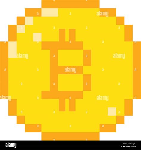 Vector 8 Bit Pixel Art Bitcoin Icon Color Concept Of Cryptocurrency