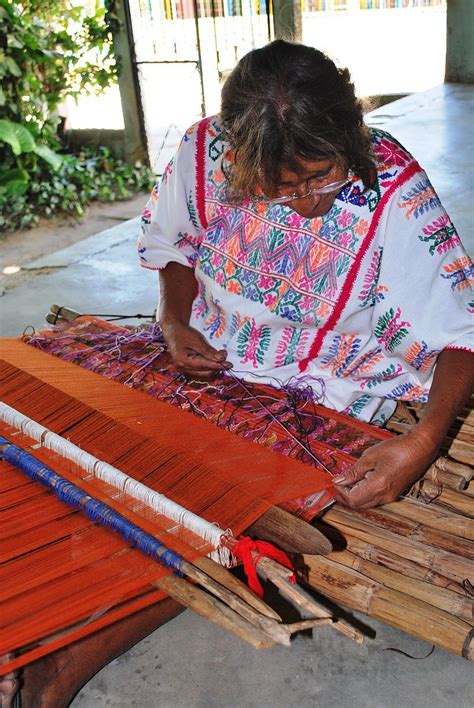 Amuzgo Weaver Working On A Backstrap Loom In Xochistlahuaca Backstrap