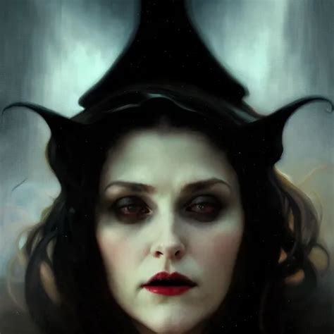 Hyperrealistic Portrait Of A Woman As A Vampire Witch Stable