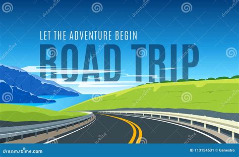 Turning Highway Banner Stock Vector Illustration Of Adventure 113154631