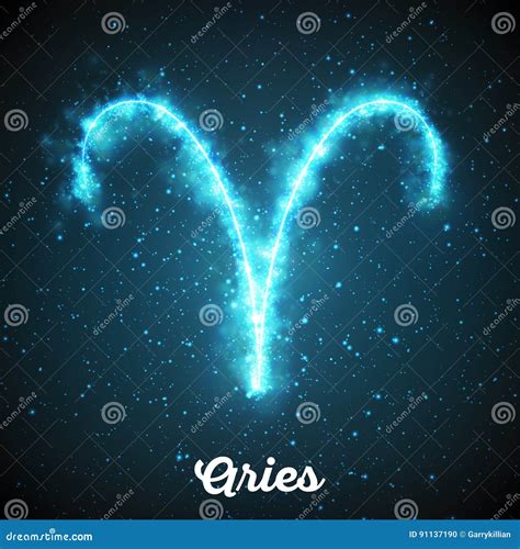 Vector Abstract Zodiac Sign Aries On A Dark Blue Background Of The